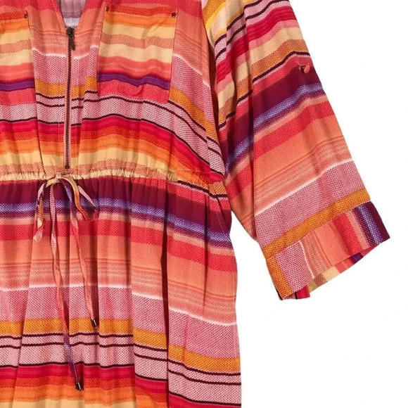 Torrid Shirt Dress Zip Front Size 3 3X Pockets Drawstring Waist Roll Tab Sleeves - Picture 6 of 15